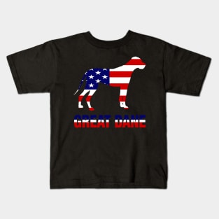 Vintage Retro American Flag Great Dane Kids T-Shirt